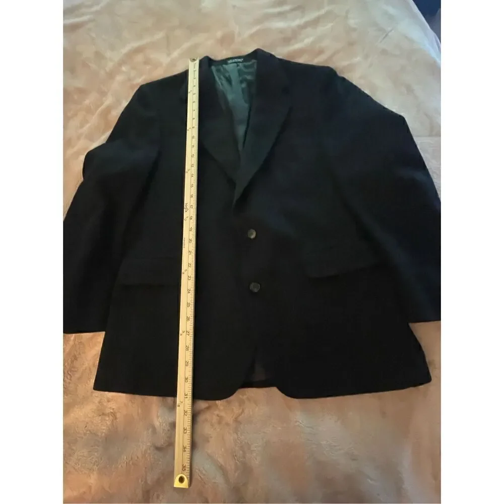 Men’s Black Wool Blend Camel Hair Sports Coat Size 44